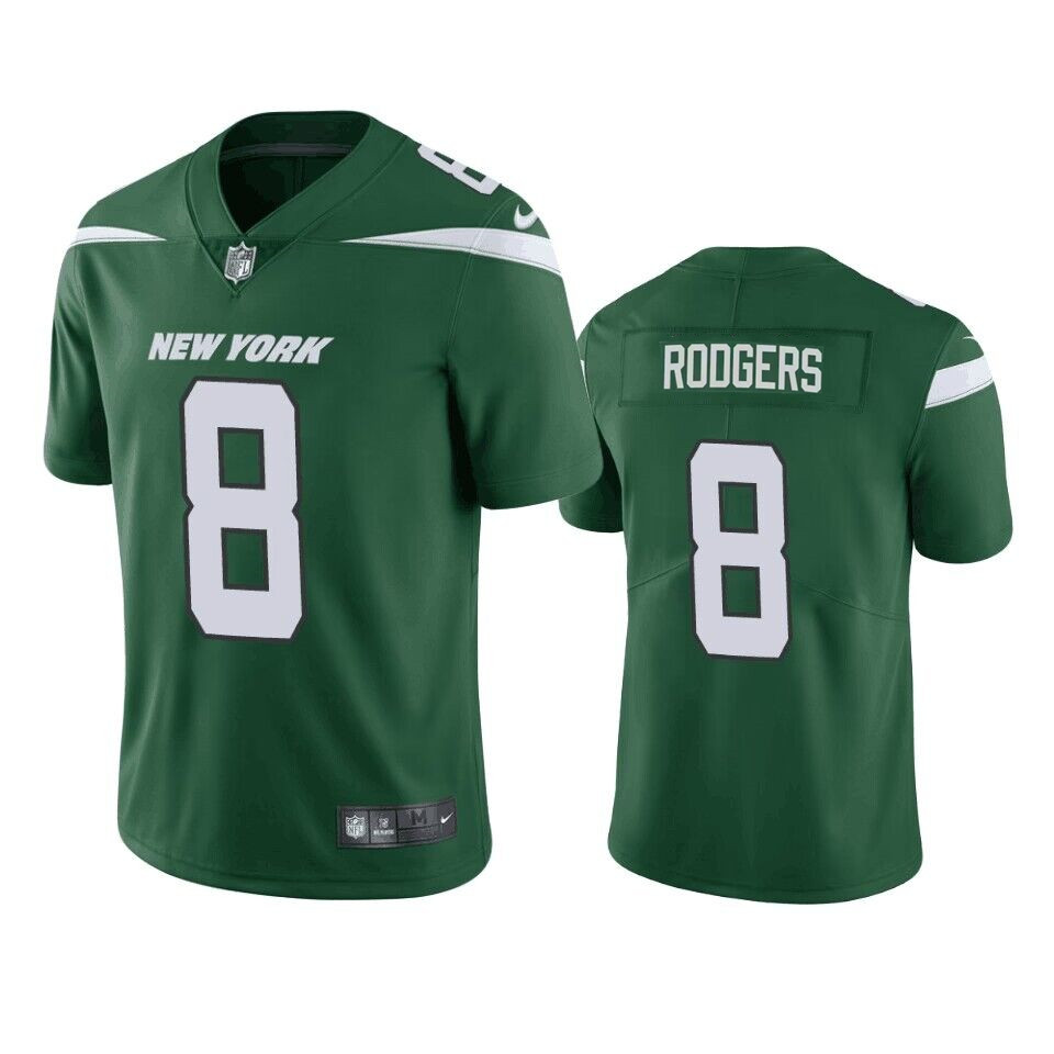 Men's New York Jets #8 Aaron Rodgers Green Vapor Untouchable Limited Stitched Jersey